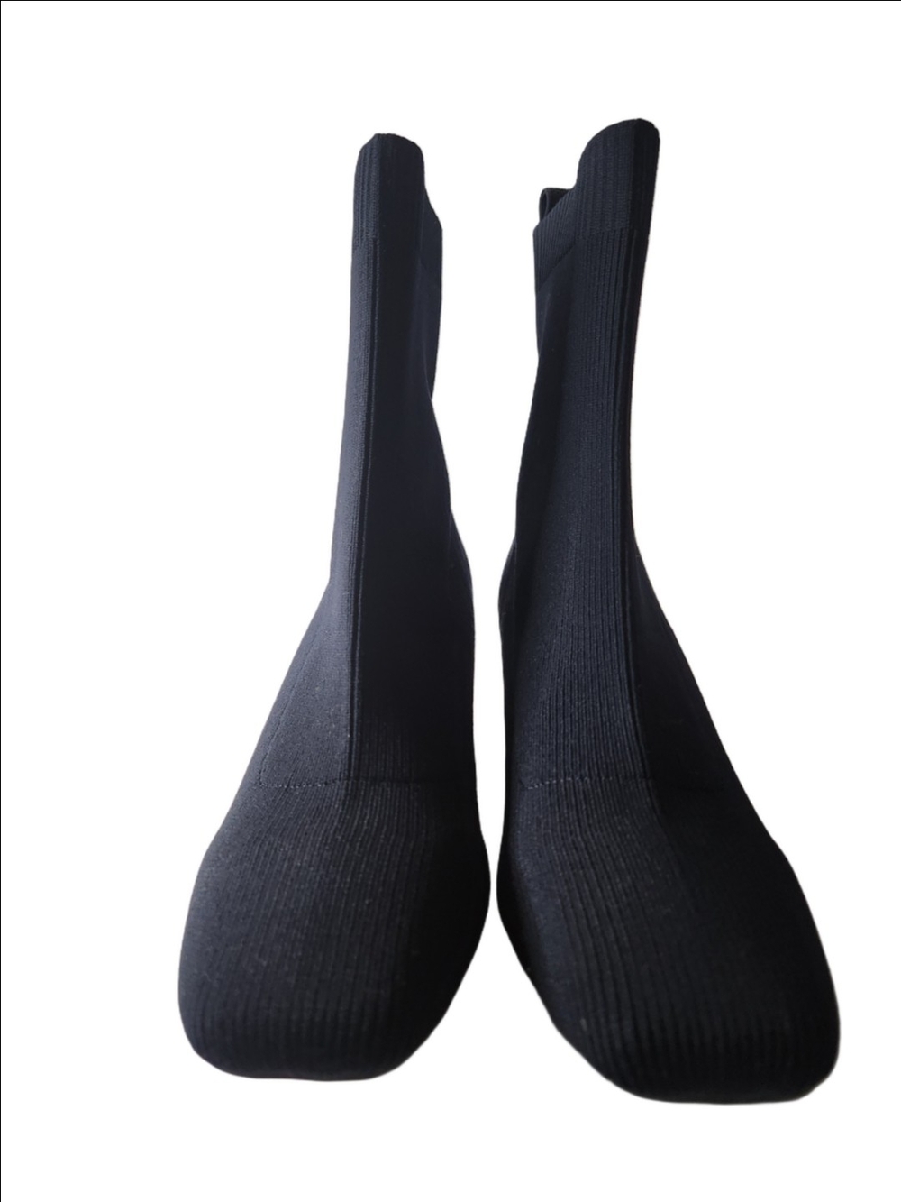 Vivaia Margot Square Toe Navy Ribbed Knit Wedge Boots Nwob Size 42 (10.5) - Picture 3 of 15